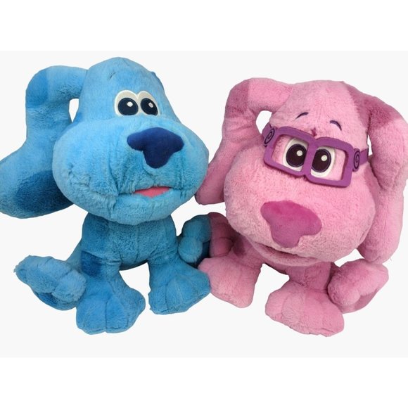 Lot of 2 Nickelodeon Blue Clues And Magenta Plush Dogs 15" - Picture 1 of 13